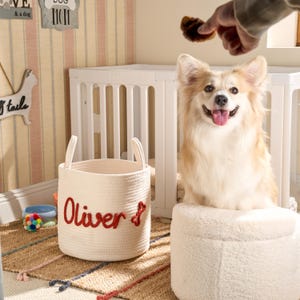 Personalized Pet Toy Basket | Custom Cotton Rope Storage image 15