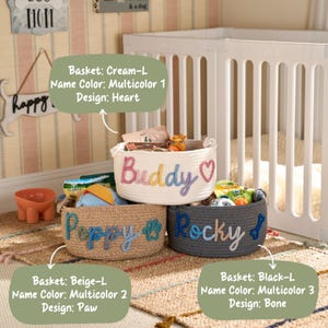 Personalized Pet Toy Basket | Custom Cotton Rope Storage image 9