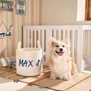 Personalized Pet Toy Basket | Custom Cotton Rope Storage image 10