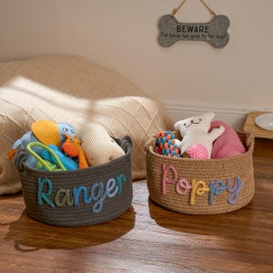 Personalisierter Korb | Haustier Spielzeugkiste | Spielzeugkorb für Hunde | Personalisierter Haustier Spielzeug Korb | Neuer Welpe Geschenk | Aufbewahrungskorb | Neues Katzenspielzeug Hunde Geschenk