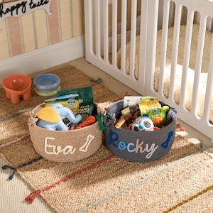 Personalized Pet Toy Basket | Custom Cotton Rope Storage image 12