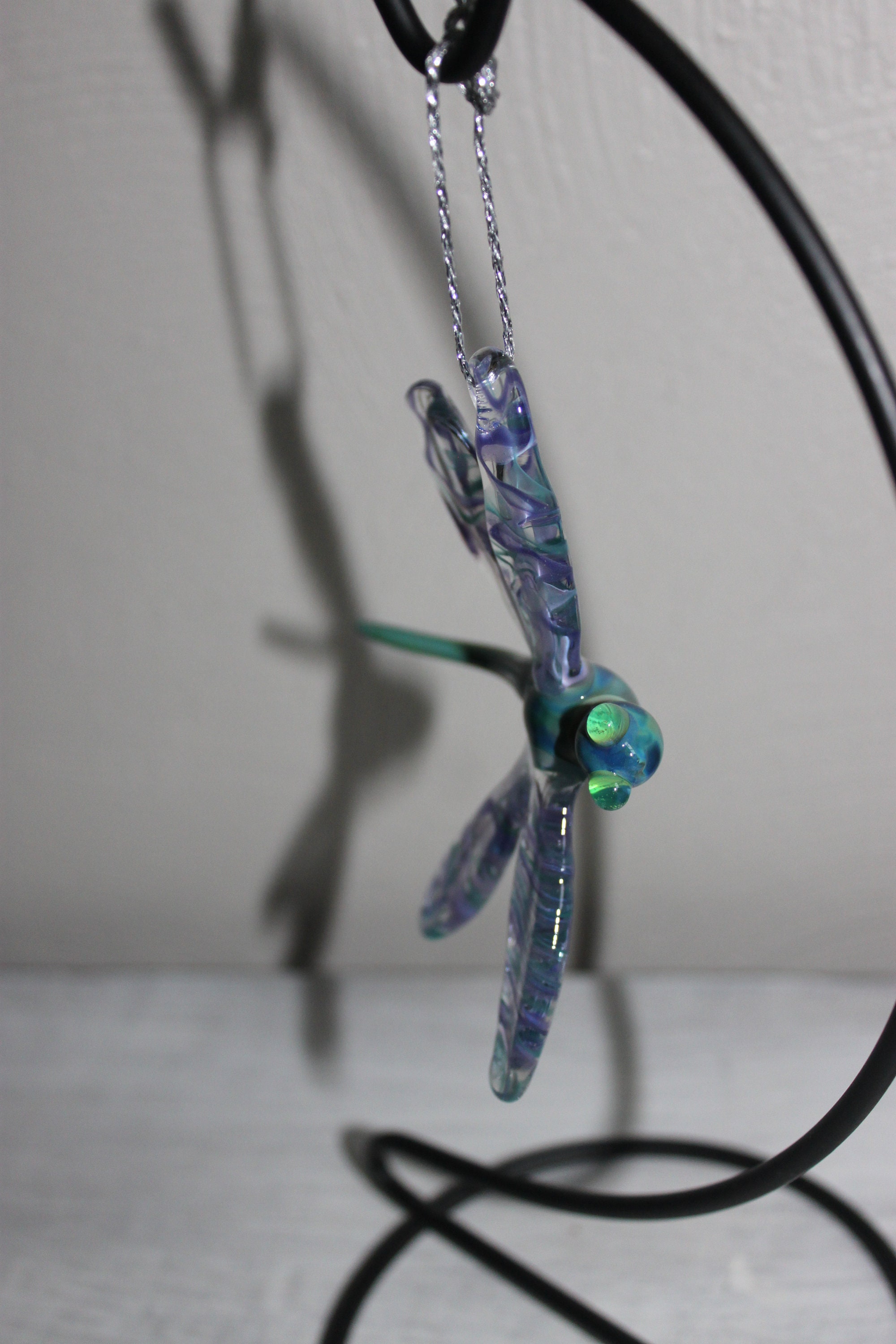 Hand blown glass dragonfly ornament purple and aqua ready to Etsy
