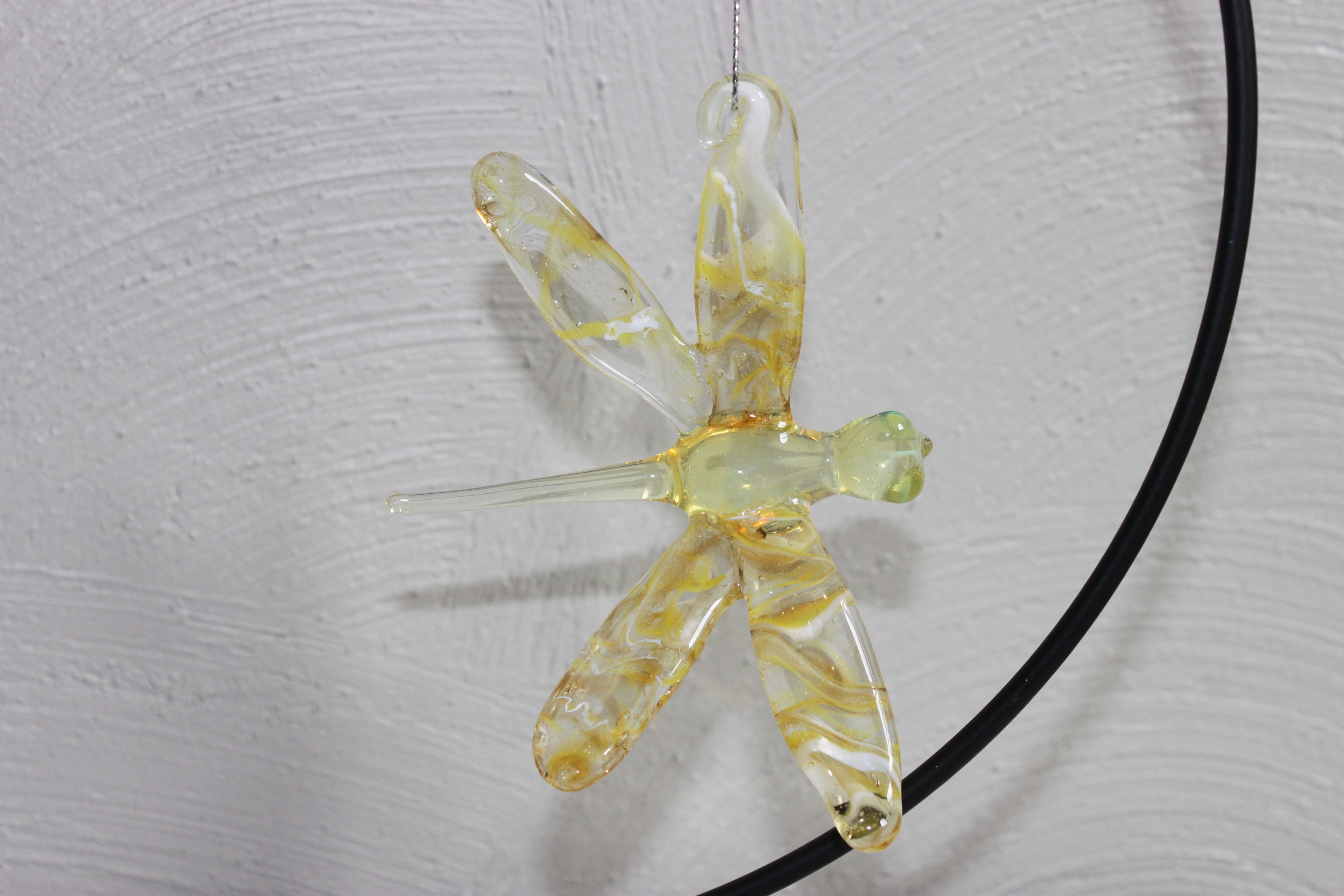 Hand blown glass dragonfly ornament shades of yellow ready Etsy