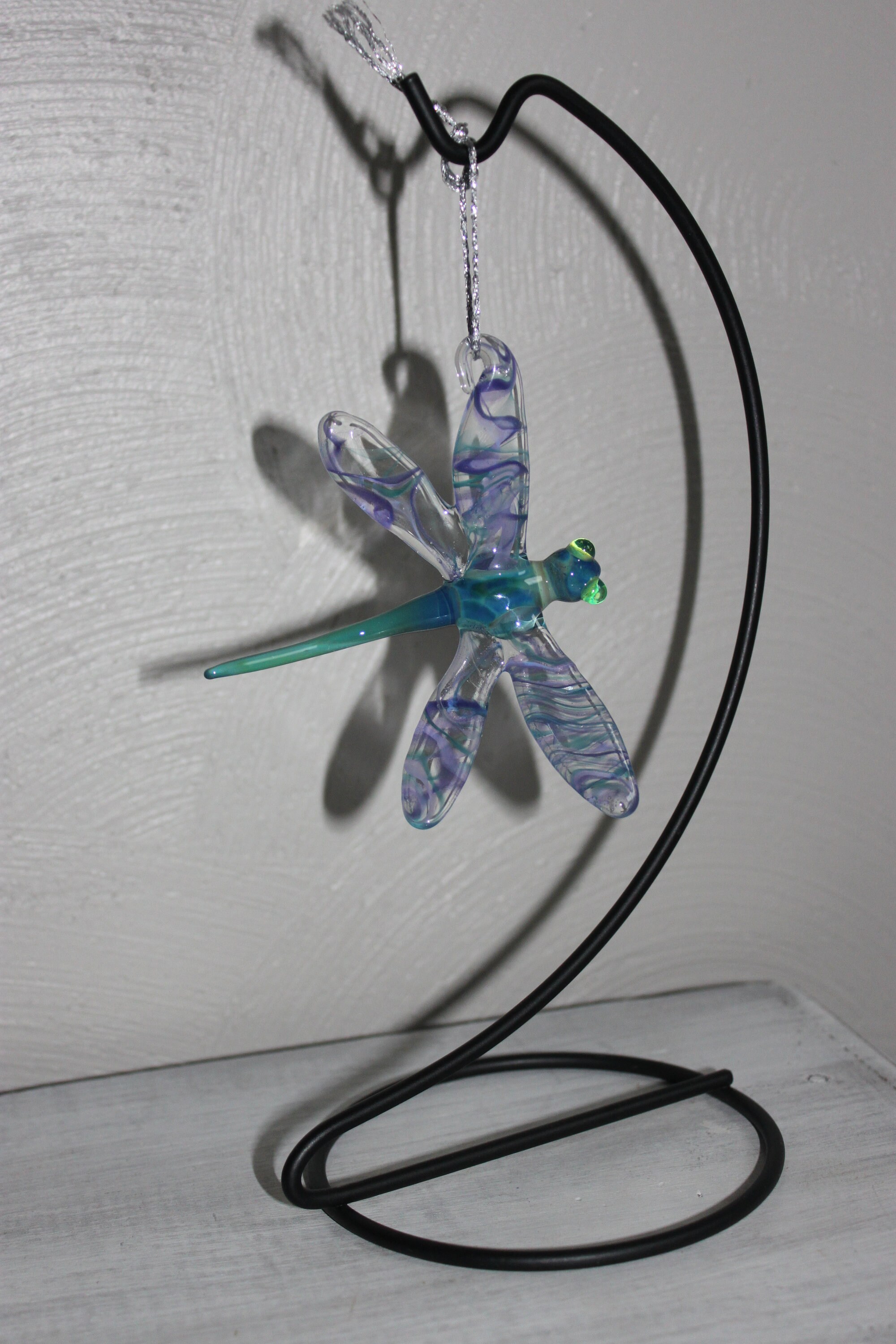 Hand blown glass dragonfly ornament purple and aqua ready to Etsy