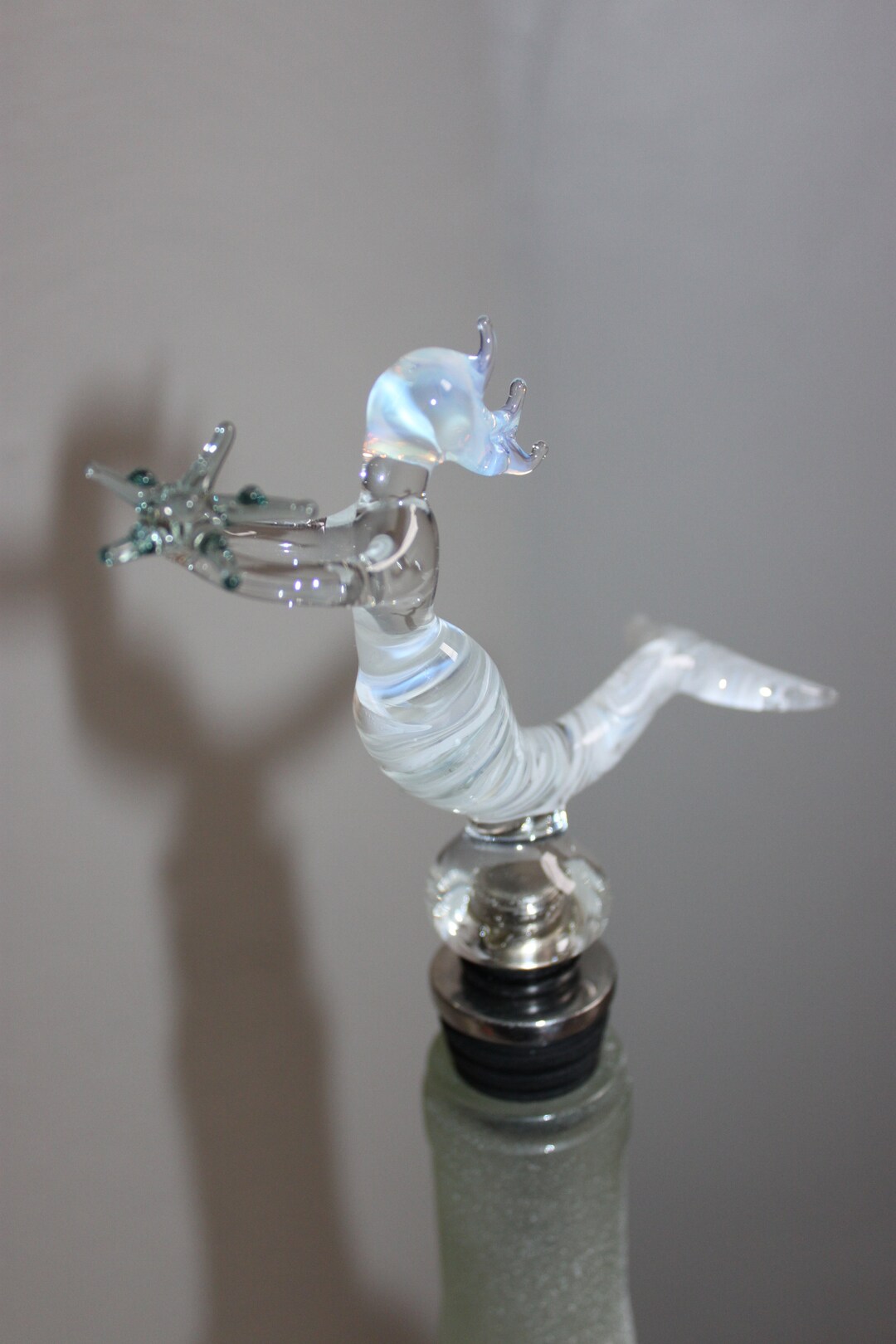 Hand Blown Glass Mermaid With Starfish Wine Stopper Ready to Etsy