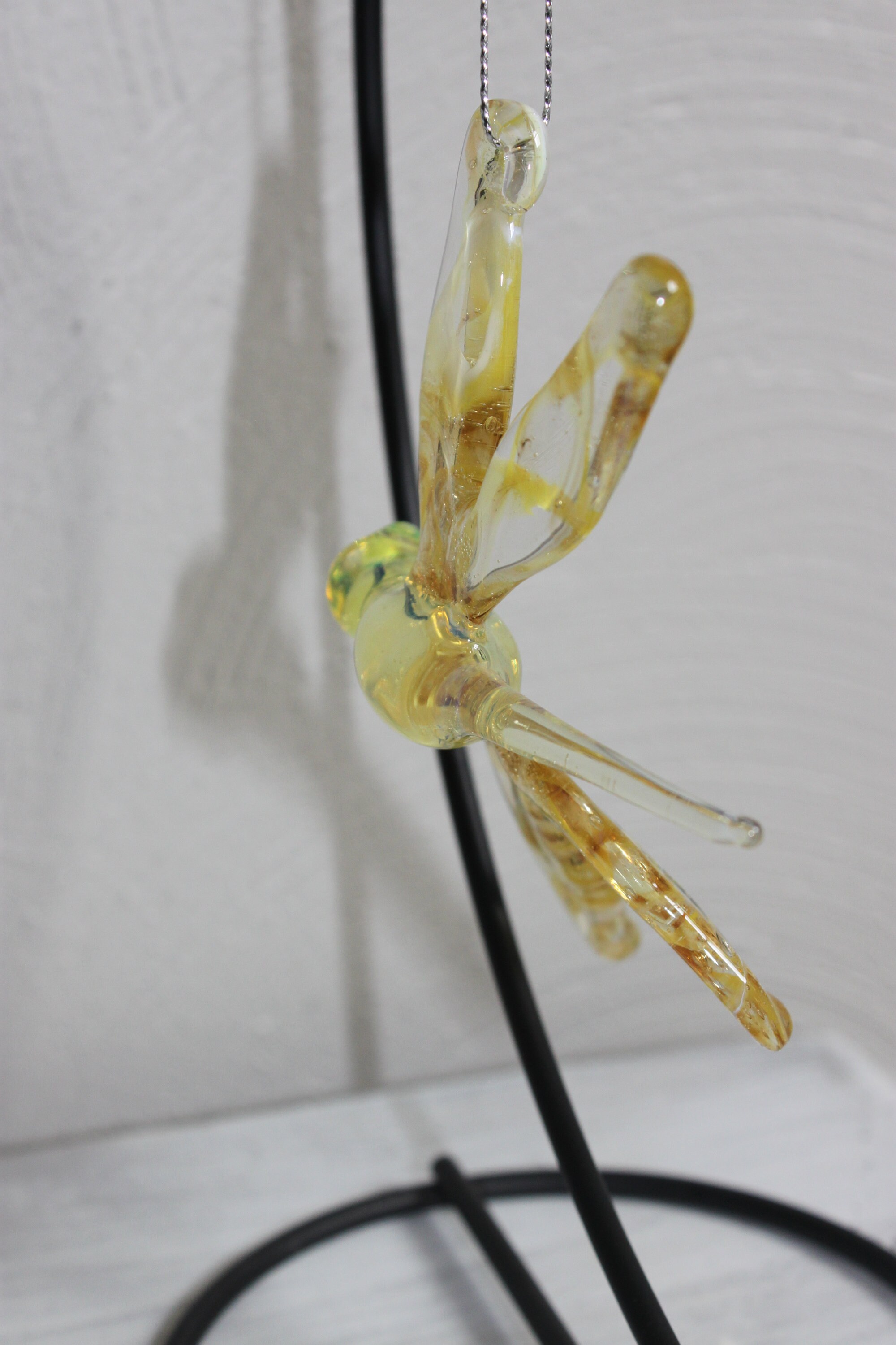 Hand blown glass dragonfly ornament shades of yellow ready Etsy