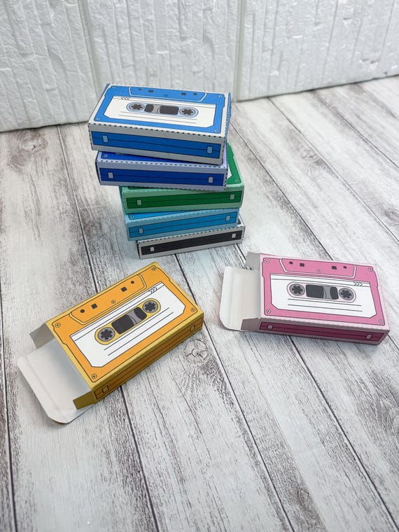 6 Retro Cassette Tape Candy Boxes, 80s Party Decor, Music Theme Gift Box, Mixed Tape Box, Souvenir Party Box, Card Holder, Kids Party Decor