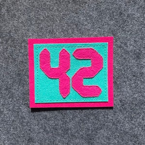 The Ultimate Answer: pink & seafoam blue felt patch