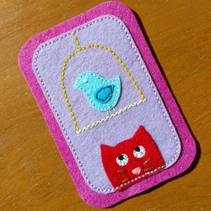 Cat & Bird - felt patch