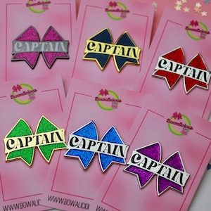 Captain Cheerleading Bow Enamel Pin