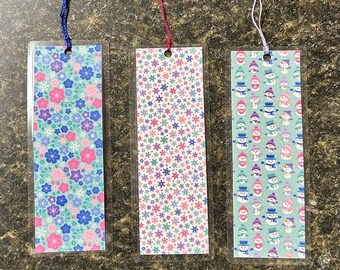 winter bookmarks set of 3 stocking stuffer gift reader read snowman snowflake