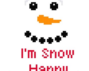 padrão de ponto cruz contado Eu sou a neve, rosto de boneco de neve feliz Download instantâneo de PDF digital