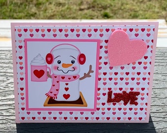 Valentine Snowman I Love You S’more card