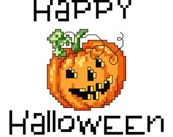 FELIZ HALLOWEEN Patrón de punto de cruz Descarga digital instantánea en PDF