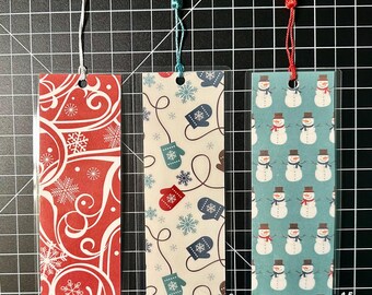 Snowflakes double sided bookmarks set of 3 stocking stuffer gift reader read