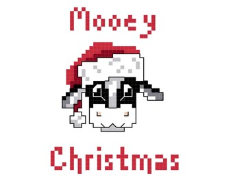 Vaca Mooey Natal Pequeno padrão de ponto cruz Download instantâneo de PDF digital