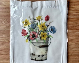 Daffodil Tulip Spring floral Canvas Tote Bag