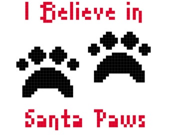 Cross stitch Christmas pattern I Believe in Santa Paws Instant Digital PDF Download