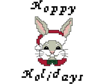 Hoppy Holidays Small Rabbit Cross Stitch Pattern Instant Digital PDF Download