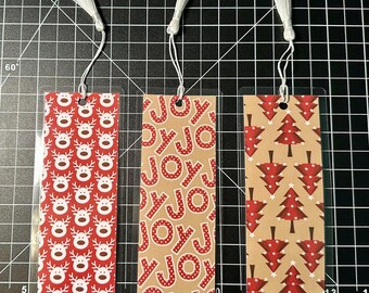 Christmas double sided bookmarks set of 3 stocking stuffer gift reader read