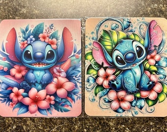 Disneys Stitch Mousepads birthday Mother’s Day gift pink blue flowers