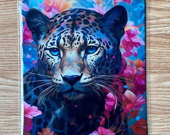 Leopard blue eyed  Cat Floral Mousepad