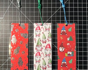 Christmas Gnomes bookmarks set of 3 stocking stuffer gift reader read