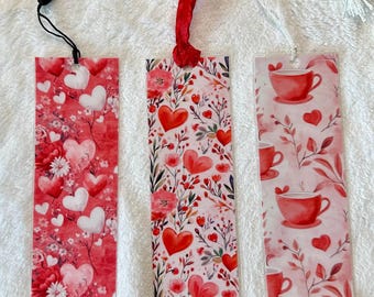 Valentine heart bookmarks set of 3 stocking stuffer gift reader read