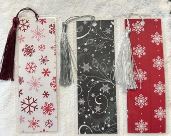 Snowflakes winter bookmarks set of 3 stocking stuffer gift reader read