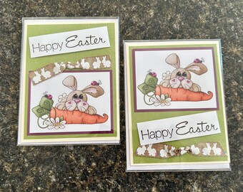Tarjetas de zanahoria con conejito de Pascua