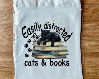 Books Black Cat Canvas Tote Bag