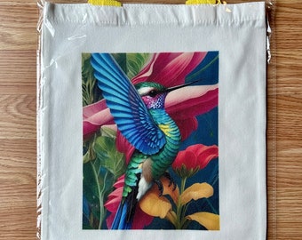 Hummingbird floral Canvas Tote Bag
