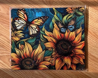 Sunflower butterfly beautiful vibrant Mousepad home office gift any occasion
