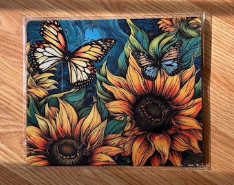 Girasol mariposa hermosa vibrante Mousepad regalo de oficina en casa cualquier ocasión