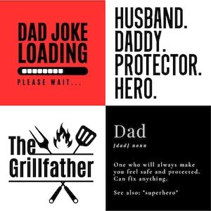 Pacote de camisetas PNG para o Dia dos Pais – Imagens SVG engraçadas para pais – Mestre da Churrascaria, Herói, Piada de Pai – Inclui direitos de revenda master