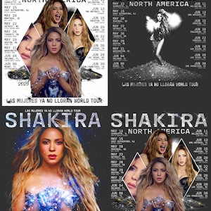Pacchetto PNG del tour Shakira 2025 / Download digitale con licenza MRR / Design per magliette fronte e retro da 5400 px / Pronto per POD