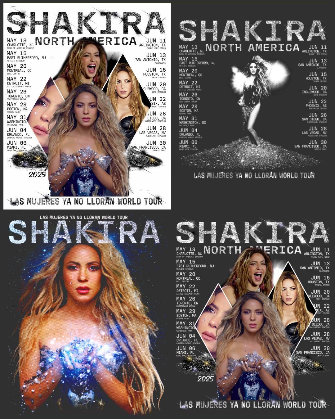 Shakira Tour 2025 PNG Bundle | Digital Download with MRR License | 5400px Front + Back T-Shirt Designs | POD Ready