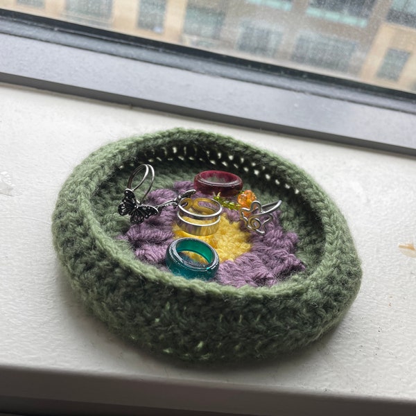Hand Made Crochet Sunflower Basket