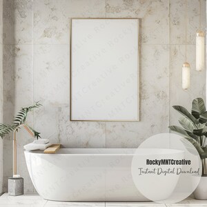 Bathroom Art Mockup Bundle of 5, Modern frame Mockup, Wood frame mockup, Modern Bathroom Mockup, Canva mockup, Boho Wall Art Mockup