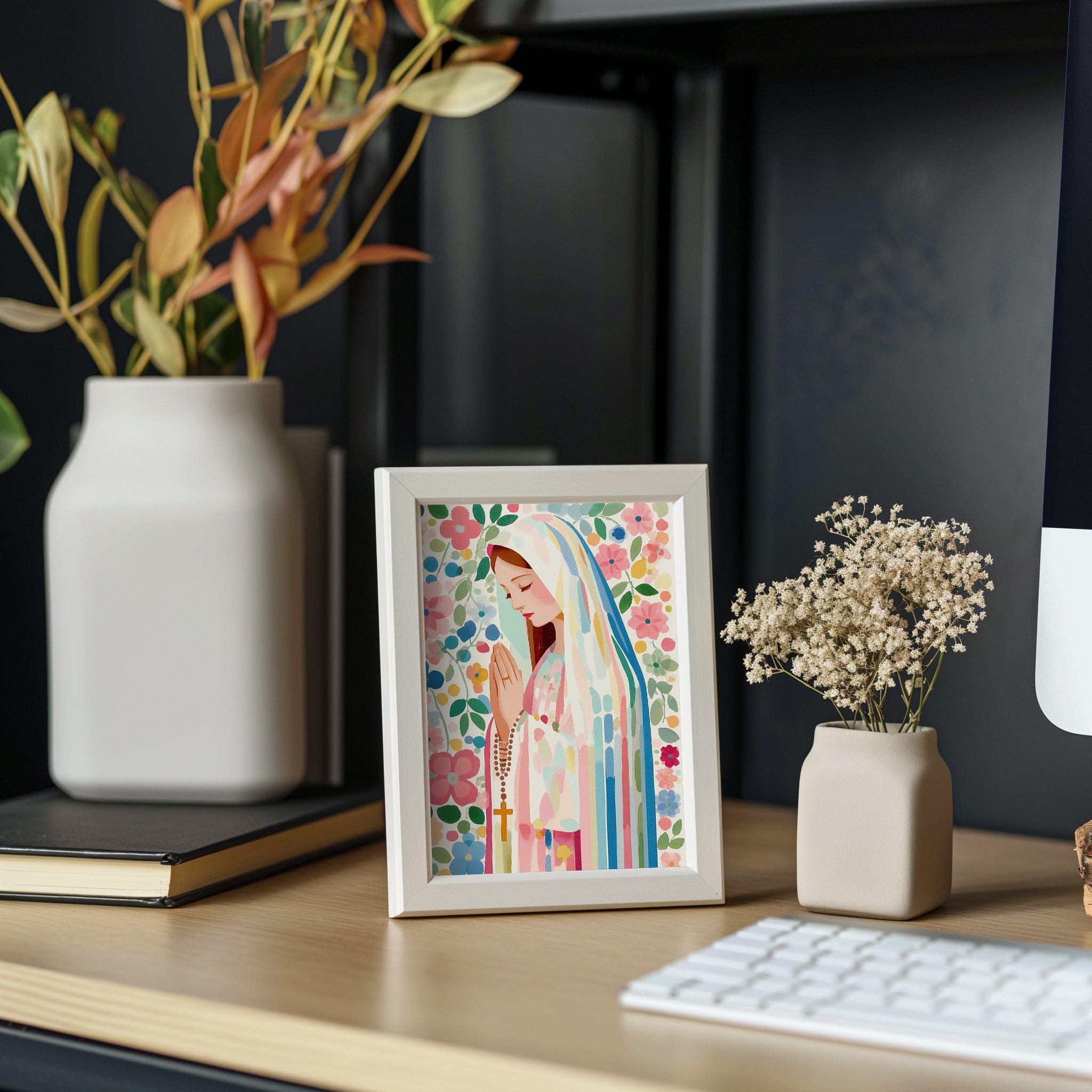 Blessed Virgin Mary Rosary Art Print | Virgin Mary Wall Art | Our Lady ...