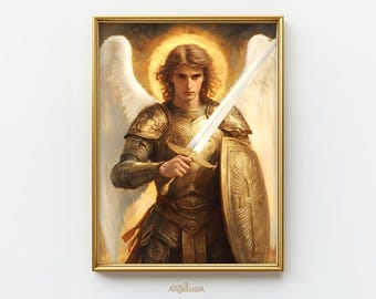 Saint Michael Art Print / St Michael the Archangel printed poster / Armor of God Painting / Catholic Warrior Saint Art / Saint Michael Icon