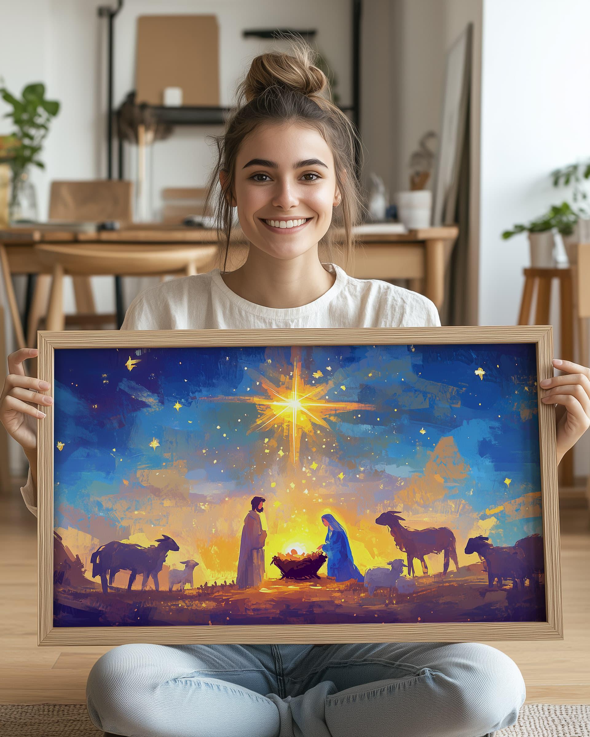 Holy Family Art Print - Jesus Birth Poster - Nativity Scene Wall Art ...
