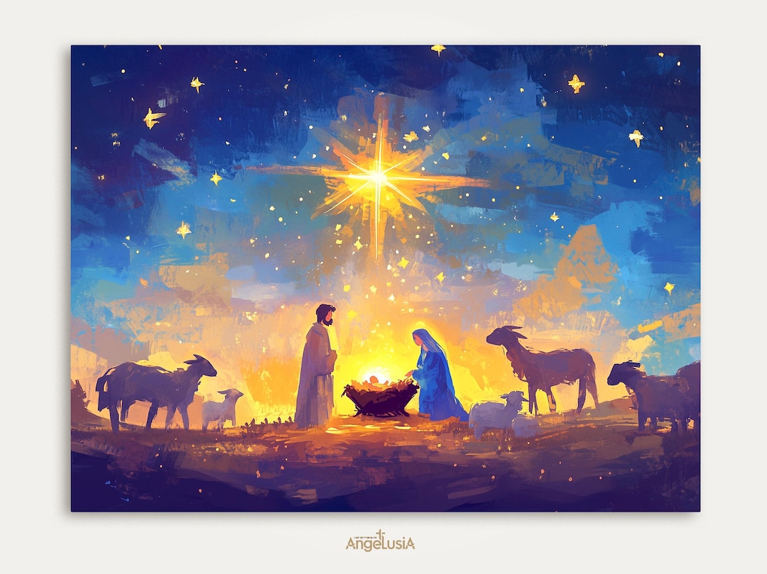 Holy Family Art Print - Jesus Birth Poster - Nativity Scene Wall Art ...