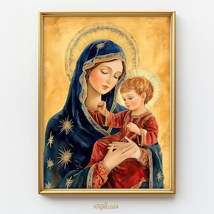 Our Lady of Perpetual Help Print - Mary of Perpetual Help Art - Blessed Virgin Mary Painting - Lady Perpetual Help - Our Lady of Grace