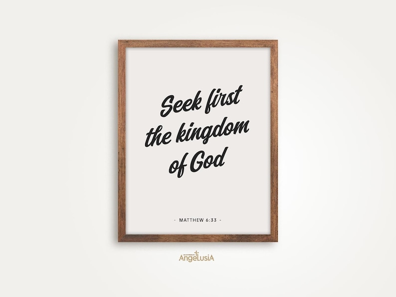 Matthew 6:33 Bible Verse Wall Art - Seek First His Kingdom, Scripture ...