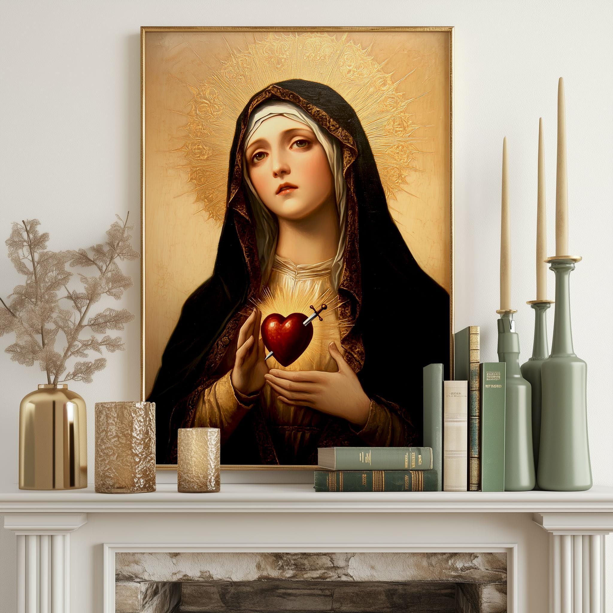 Our Lady of Sorrows Art - Mater Dolorosa Painting - Seven Sorrows of ...