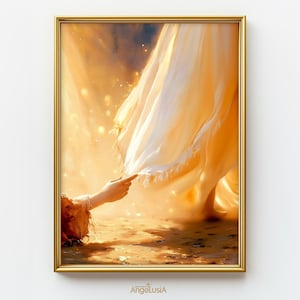 Jésus guérissant l'art | Ourlet du vêtement | Jésus guérissant la femme | Femme touchant l'ourlet | Ecriture biblique de guérison | Cadeau catholique | Art mural chrétien