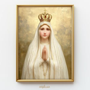 Our Lady of Fatima Art Print | Lady of Fatima Painting | Virgin Mary Catholic Gift Wall Art | Catholic Art | Our Lady icon | Blessed Mary