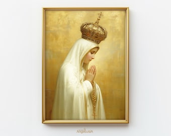Our Lady of Fatima Art Print, Miracle of the Sun Marian Icon, Catholic Wall Art