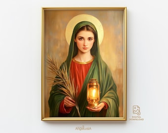 Icono de Santa Lucía, descarga digital, arte de pared imprimible, impresión digital, imagen de Santa Lucía, descarga instantánea de santo católico